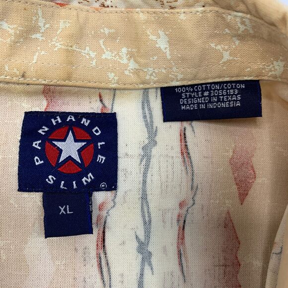 Panhandle Slim Shirt Men XL Extra Large Barb Wire Western Yoke Snap Button Front - Picture 4 of 8